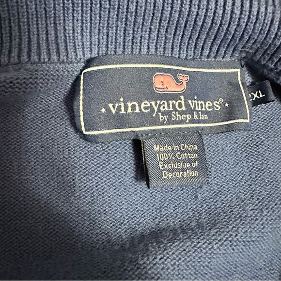 Vineyard Vines Blue Zip Up Sweater with Stand-Up Collar - Picture 2 of 8